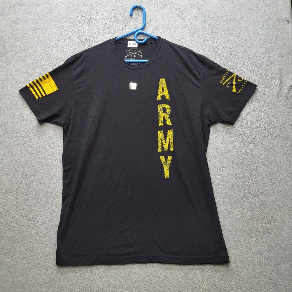 Grunt Style Men Shirt X-LARGE Black Graphic Army Text Military Grunge Logo